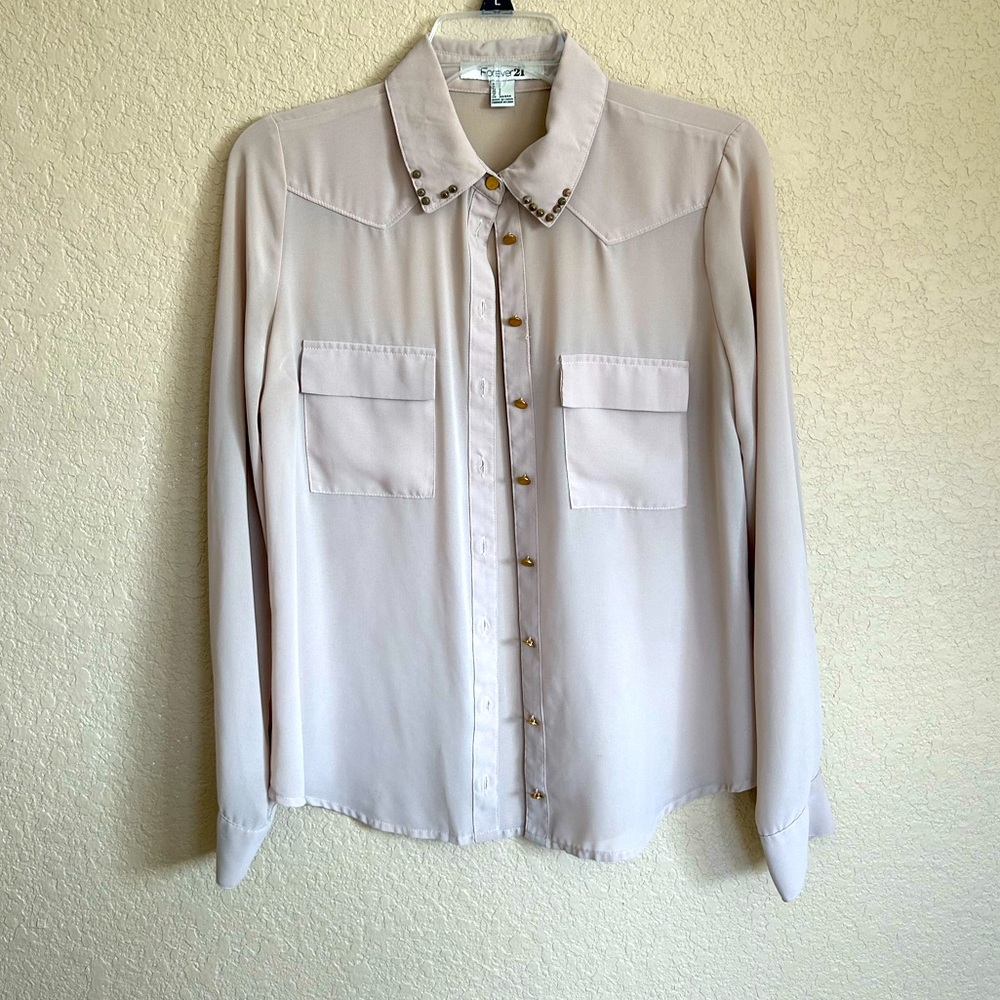 Women’s Gold Studded Button Down, Size Small